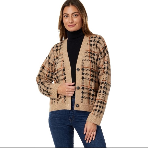 Pendleton Women’s Tan Plaid Cropped Boxy Cardigan Sweater Size M NWOT - Picture 4 of 9